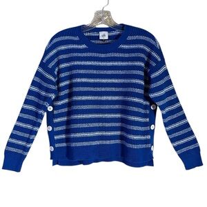 CAbi Blue and White Striped Crewneck Sweater